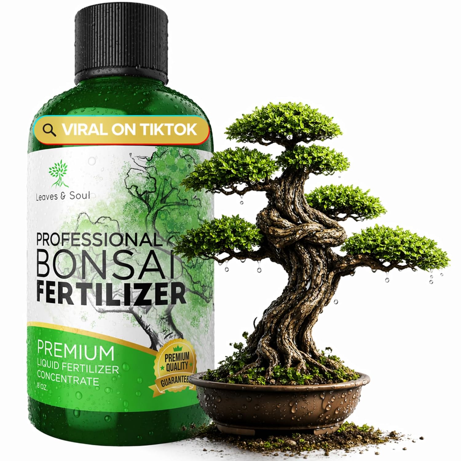 Leaves and Soul liquid bonsai fertilizer bottle